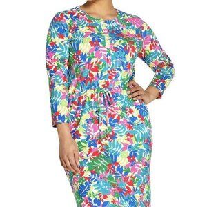 Land's End 1x Casual Midi Dress in Tropical Print